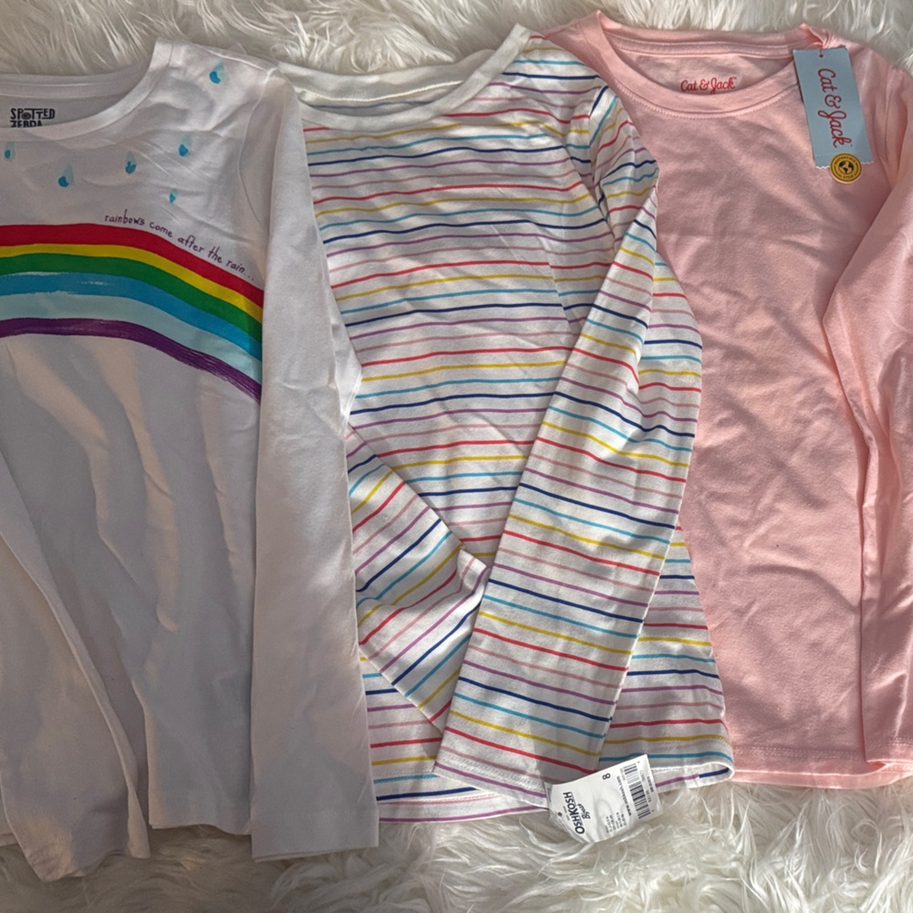 OshKosh Kids Long Sleeve Rainbow and Striped Tees - 3 Pack
